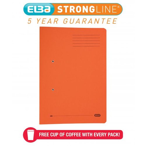 Elba StrongLine Transfer Spring File Recycled 320gsm Foolscap Orange (18621HB)