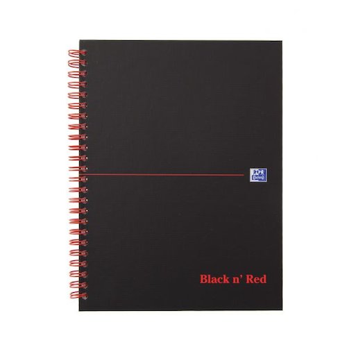 Black n Red A5 Plus Wirebound Hard Cover Notebook Ruled 140 Pages Matt Black/Red (Pack 5) (18831HB)