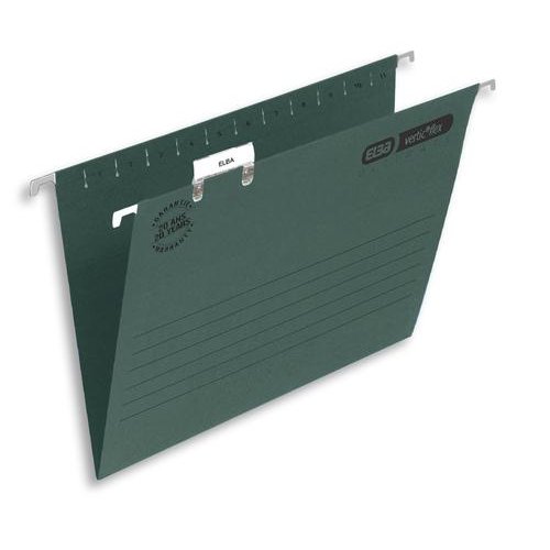 Elba Verticfile Ultimate Suspension File 15mm V base Manilla 240gsm Foolscap Green Ref100331250 (19090HB)