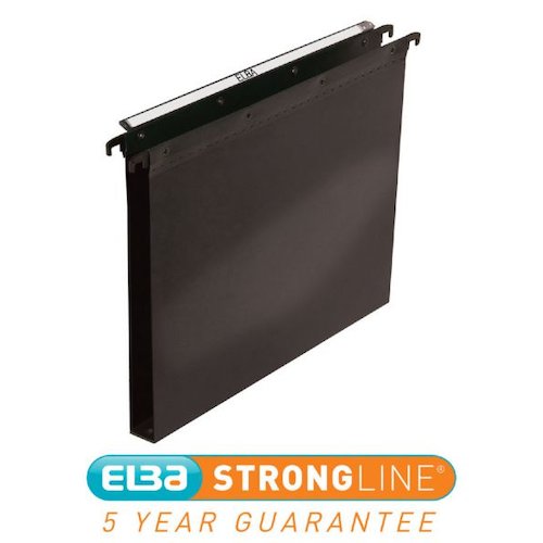 Elba Polypro Ultimate Foolscap Suspension File Polypropylene 30mm Base Black (Pack 25)100330372 (19167HB)