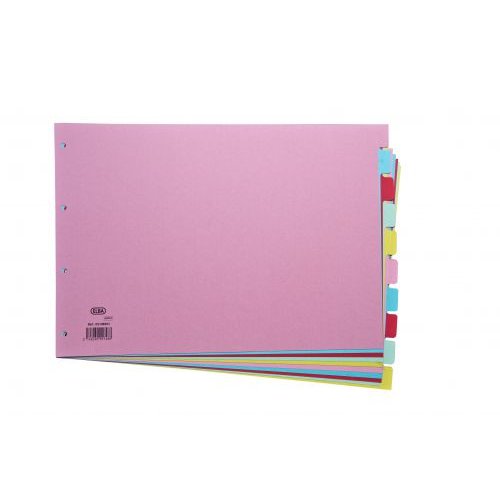 Elba Divider 10 Part A3 Landscape 160gsm Card Assorted Colours (Pack 10) 100080772 (19300HB)
