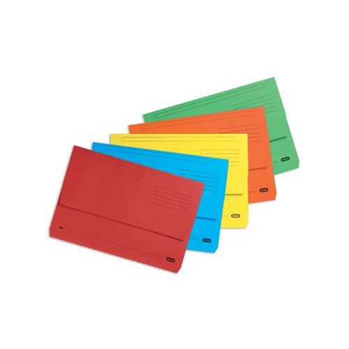 Elba Strongline Document Wallet Manilla Foolscap Half Flap 320gsm Assorted (Pack 25) 400155242 (19356HB)