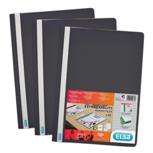 Elba Report Folder Capacity 160 Sheets Clear Front A4 Black (19517HB)