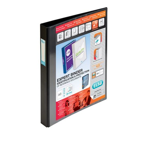 Elba Vision Ring Binder A3 Portrait 33mm Spine 4D Ring Black 400009729 (19552HB)