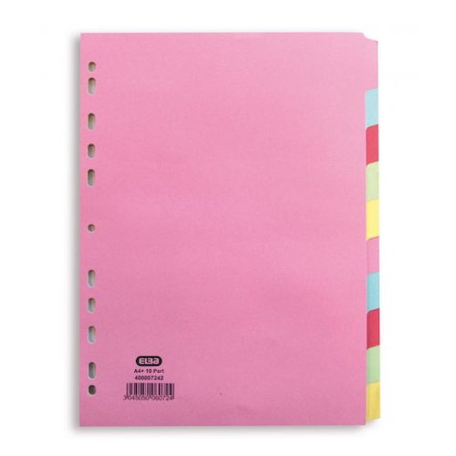 Elba Divider A4+ 10 Part Coloured Card 400007242 (19587HB)