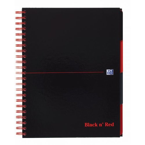 Oxford Black n Red Project Book A4 Hardback Wirebound Ruled Margin SCRIBZEE Compatible 200 Pages (Pack 3) 100080730 (19608HB)
