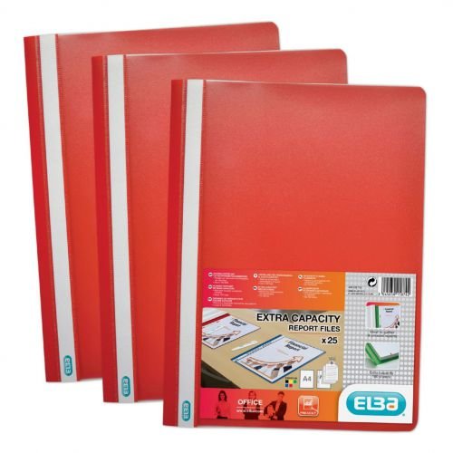 Elba Report Folder Capacity 160 Sheets Clear Front A4 Red (19678HB)