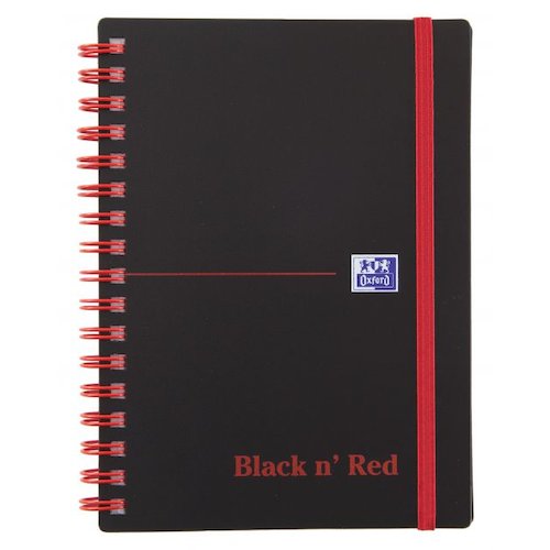Black n Red Notebook Wirebound PP 90gsm Ruled and Perforated 140pp A6 (19685HB)