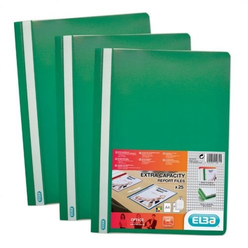 Elba Report Folder Capacity 160 Sheets Clear Front A4 Green (19713HB)