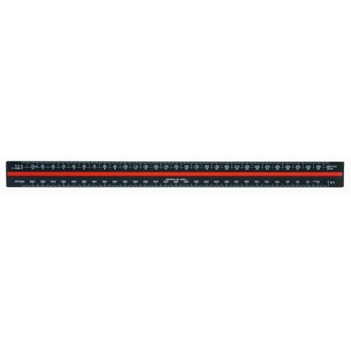 Linex Scale Ruler Triangular Aluminium Colour coded Scales 1:1 to 1:2500 300mm Black (19916HB)