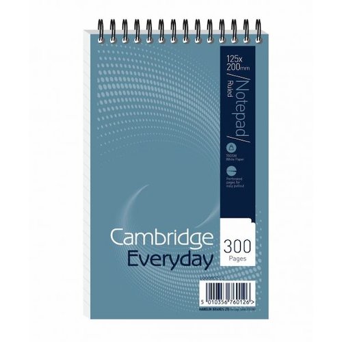 Cambridge Everyday Shorthand Pad Wbd 70gsm Ruled Perforated 300pp 125x200mm Blue (19944HB)