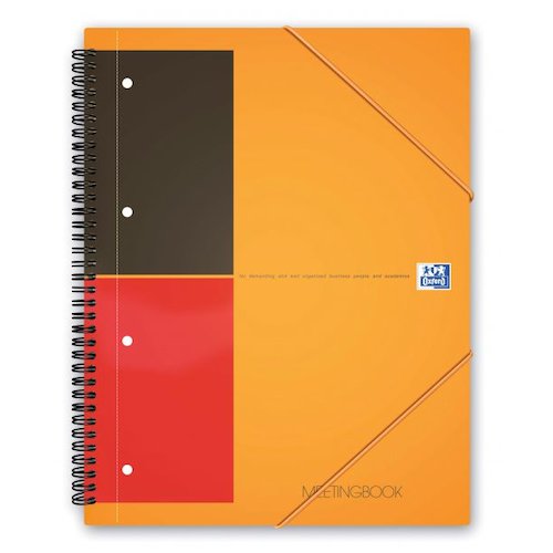 Oxford International Wirebound PP Meeting Book A4+ Perforated 4 Holes 160 Pages Orange 100104296 (20014HB)