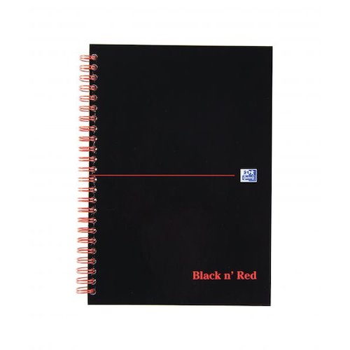 Black n Red Notebook Wirebound A5 Hardback A Z Indexed Ruled 140 Pages 100080194 (20021HB)