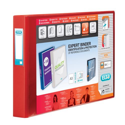 Elba Vision Ring Binder A3 Landscape 30mm Capacity 55mm Spine 4 D Ring Red 100080866 (20070HB)
