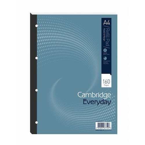 Cambridge Everyday Refill Pad A4 Card Cover Ruled With Margin 160 Pages (Pack 5) 100080234 (20091HB)
