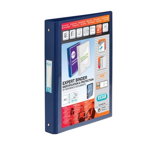 Elba Vision Ring Binder A4 25mm Capacity 30mm Spine 4 O Ring Blue 100080876 (20126HB)