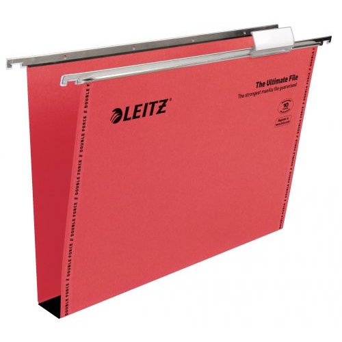 Leitz Ultimate Clenched Bar Foolscap Suspension File Card 30mm Red (Pack 50) 17450025 (20332ES)