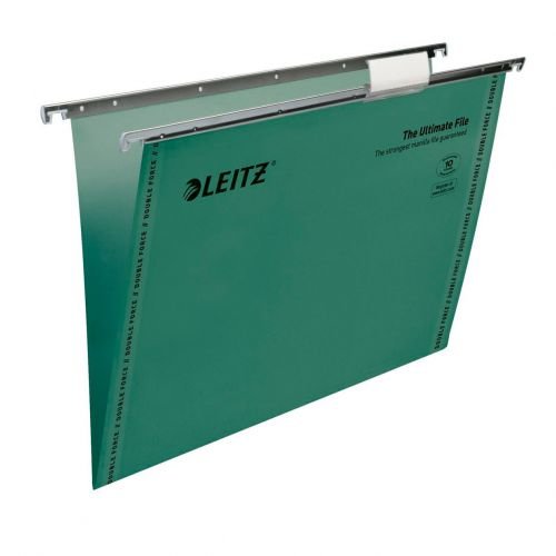 Leitz Ultimate Clenched Bar Foolscap Suspension File Card 15mm V Base Green (Pack 50) 17440055 (20339ES)