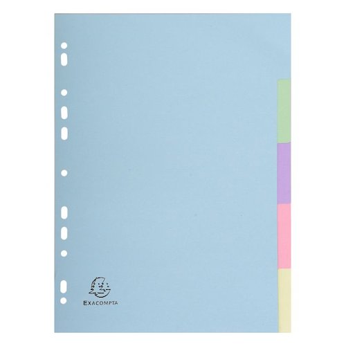 Exacompta Forever Recycled Divider 5 Part A4 170gsm Card Assorted Colours (20518EX)