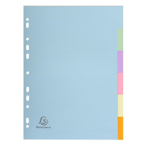 Exacompta Forever Recycled Divider 6 Part A4 170gsm Card Assorted Colours (20525EX)