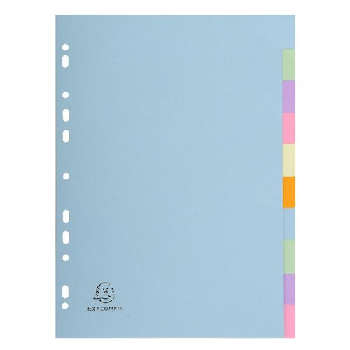 Exacompta Forever Recycled Divider 10 Part A4 170gsm Card Assorted Colours (20532EX)