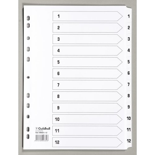 Exacompta Index 1 12 A4 160gsm Card White with White Mylar Tabs (20574EX)
