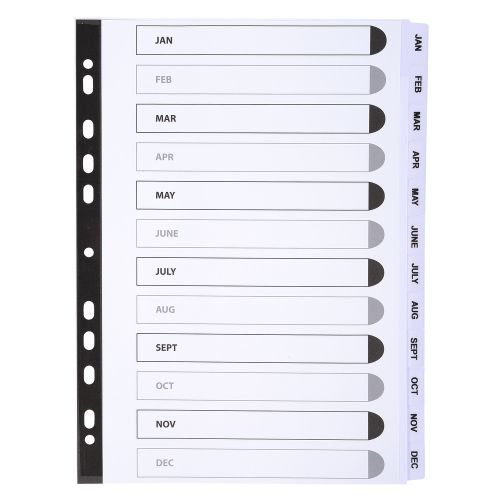Exacompta Index Jan Dec A4 160gsm Card White with White Mylar Tabs (20616EX)