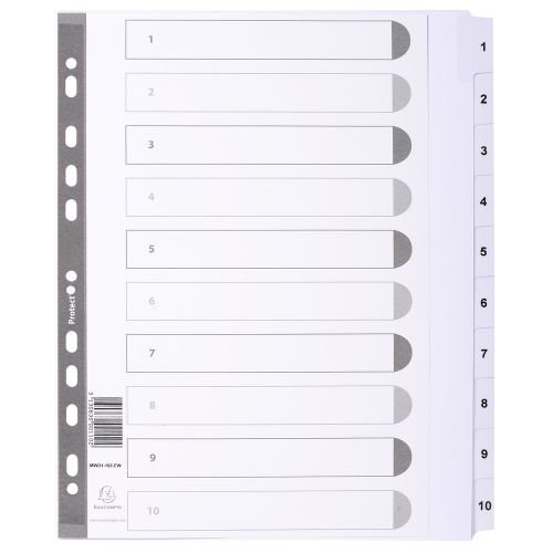 Exacompta Index 1 10 A4 Extra Wide 160gsm Card White with White Mylar Tabs (20623EX)