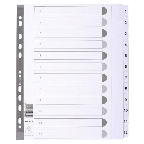 Exacompta Index 1 12 A4 Extra Wide 160gsm Card White with White Mylar Tabs (20630EX)