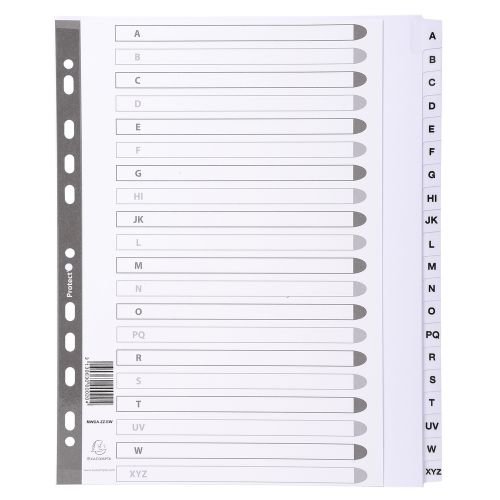 Exacompta Index A Z A4 Extra Wide 160gsm Card White with White Mylar Tabs (20644EX)