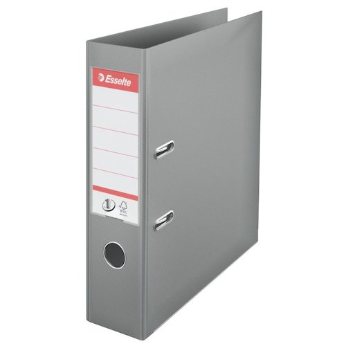 Esselte No. 1 Power Lever Arch File PP Slotted 75mm Spine A4 Grey (20850ES)