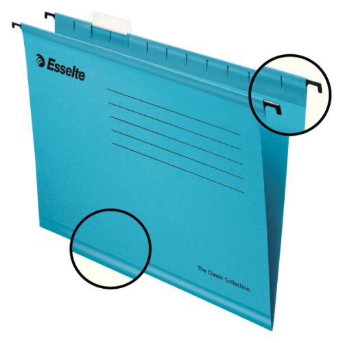 Esselte Classic Foolscap Suspension File Board 15mm V Base Blue (Pack 25) 90334 (21214ES)
