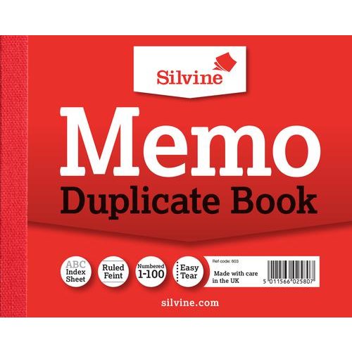 Silvine 102x127mm Duplicate Book Carbon Ruled 1 100 Taped Cloth Binding 100 Sets (Pack 12) (21477SC)