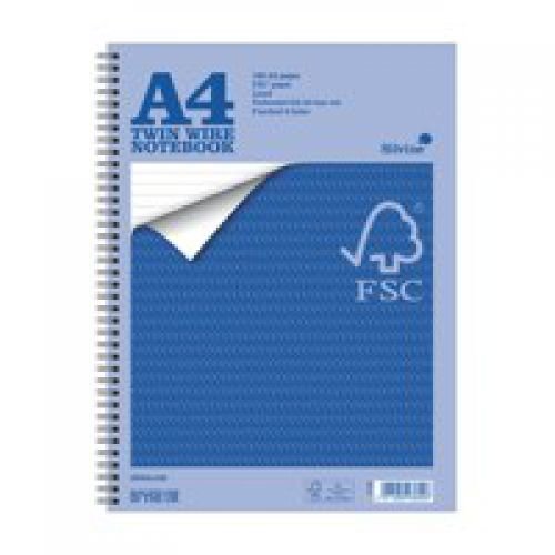 Silvine FSC Notebook Wirebnd 56gsm Ruled Margin Perforated Punched 4 Holes 160pp A4 (21540SC)