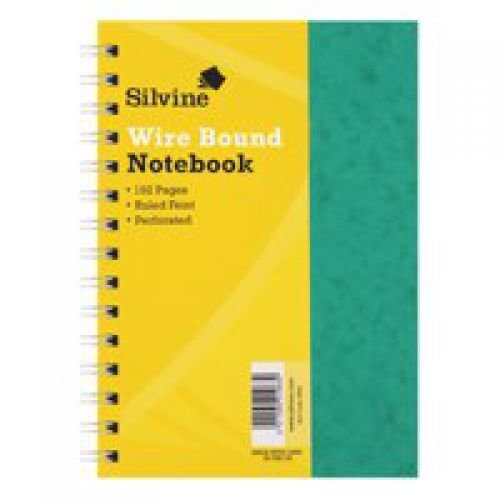 Silvine Luxpad A5 Wirebound Pressboard Cover Notebook Ruled 200 Pages Green (Pack 6) (21582SC)