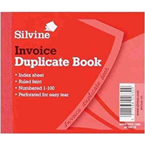Silvine 102x127mm Duplicate Invoice Book Carbon Ruled 1 100 Taped Cloth Binding 100 Sets (Pack 12) (21673SC)