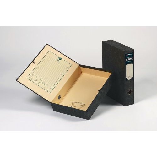 Rexel Classic Box File 70mm Spine Press Button Closure A4 Black/Green Cloud (26611AC)