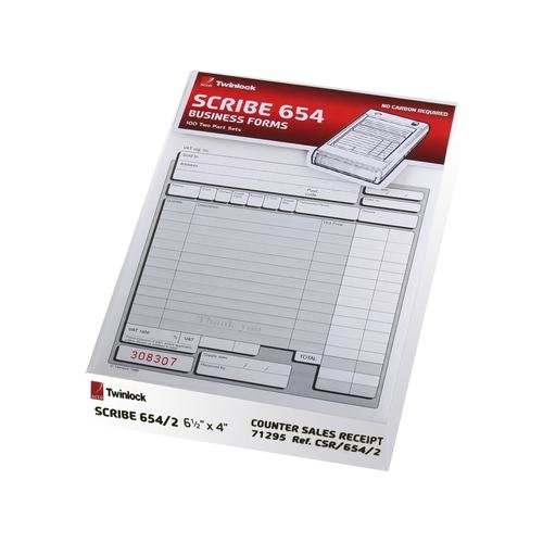 Twinlock Scribe 654 Counter Sales Receipt Business Form 2 Part 170x102mm (26709AC)