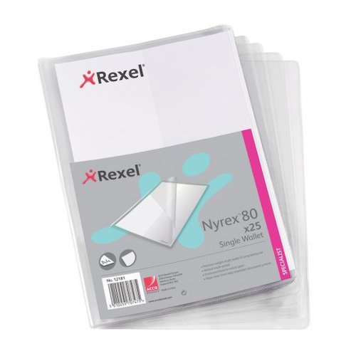 Rexel Nyrex Single Wallet with Vertical Inside Pocket A4 Clear (27633AC)