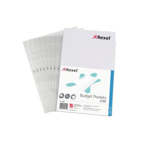 Rexel Essential Multi Punched Pocket Polypropylene A4 43 Micron Top Opening Embossed Clear (Pack 100) 11000 (27815AC)