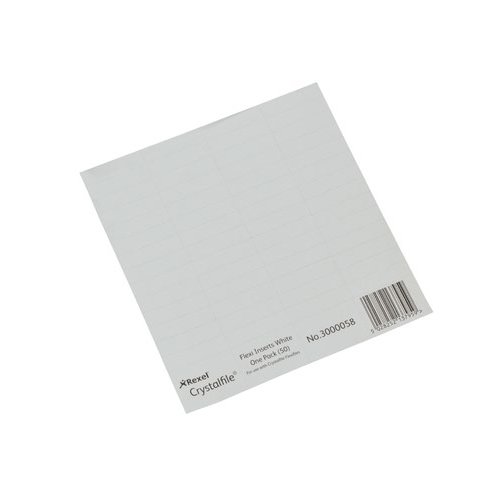 Rexel Crystalfile Flexifile Card Inserts for Suspension File Tabs White (27913AC)