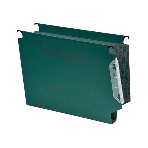 Rexel Crystalfile Classic 300 Foolscap Lateral Suspension File Manilla 30mm Green (Pack 25) 3000109 (28004AC)