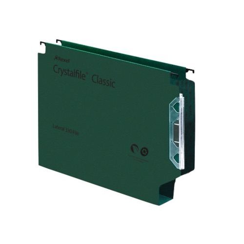 Rexel Crystalfile Classic 300 Foolscap Lateral Suspension File Manilla 50mm Green (Pack 25) 70672 (28018AC)