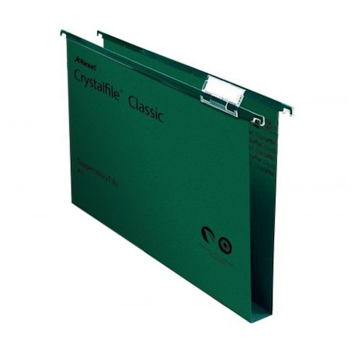 Rexel Crystalfile Classic A4 Suspension File Manilla 30mm Green (Pack 50) 70621 (28081AC)