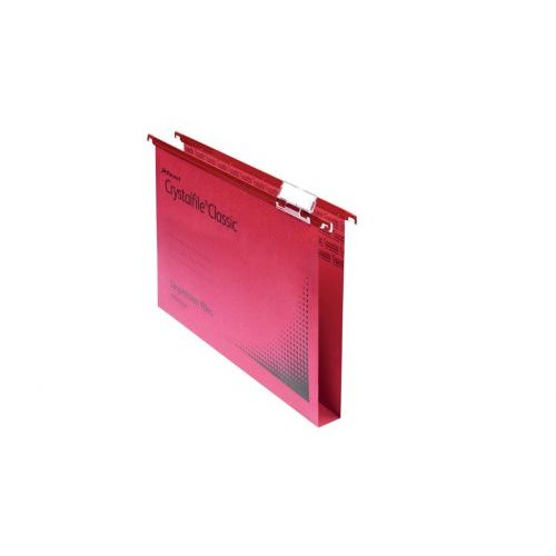 Rexel Crystalfile Classic Suspension File Manilla 30mm Wide base 230gsm Foolscap Red (28116AC)