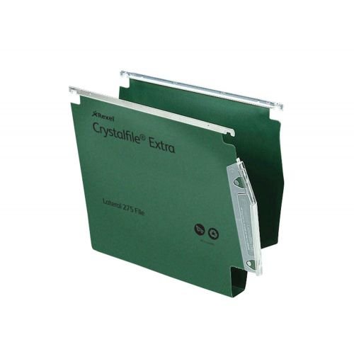 Rexel Crystalfile Extra 275 Foolscap Lateral Suspension File Polypropylene 30mm Green (Pack 25) 70640 (28179AC)