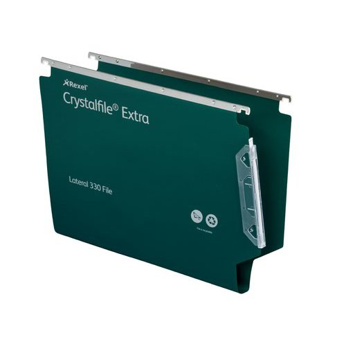 Rexel Crystalfile Extra Lateral File Polypropylene 30mm Wide base Foolscap Green (28214AC)