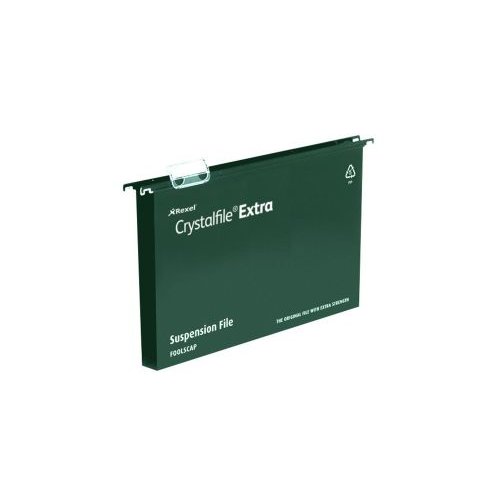 Rexel Crystalfile Extra A4 Suspension File Polypropylene 30mm Green (Pack 25) 71759 (28235AC)