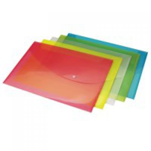 Rapesco Popper Wallet Polypropylene Foolscap Assorted Pastel Colours (Pack 5) (29555RA)