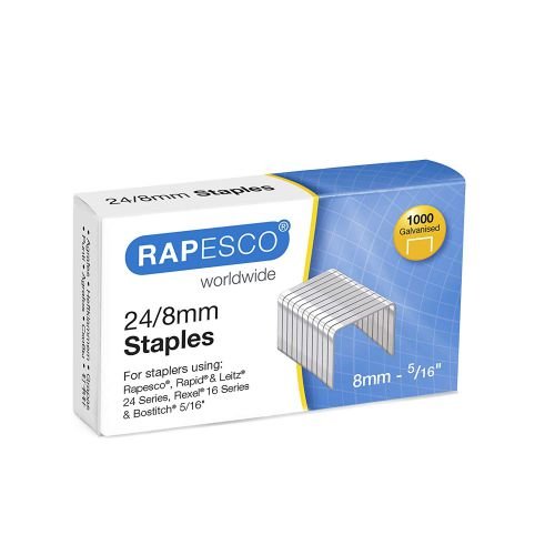 Rapesco 24/8mm Galvanised Staples (Pack 1000) (30206RA)